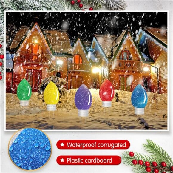 10 Pcs Christmas Yard Signs Decor with LED Lights Christmas Glitter Yard Signs - Picture 4 of 7